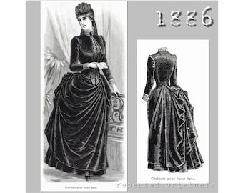 Dress for older ladies - Victorian Reproduction PDF Pattern - 1880's -  made from original 1886 pattern