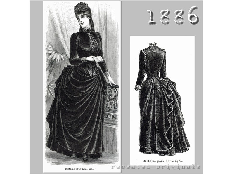 1870s – 1880s Victorian Sewing Patterns     Dress for older ladies - Victorian Reproduction PDF Pattern - 1880s -  made from original 1886 pattern  AT vintagedancer.com