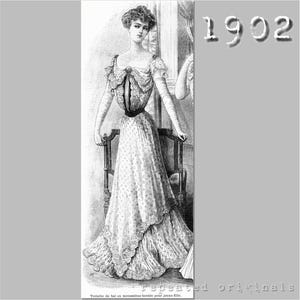 Ball Gown -  Edwardian Reproduction PDF Pattern - 1900&#39;s - made from original 1902 La Mode Illustrée pattern