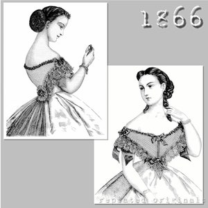 Bertha  - Victorian Reproduction PDF Pattern - 1860's - made from original 1866 La Mode Illustree  pattern