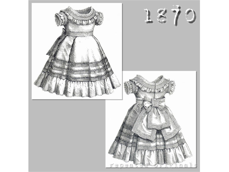 Victorian Girl's Dress Sewing Pattern: 1870s Reproduction (ages 1-3 ...
