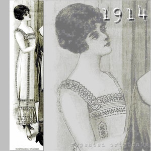 Princess slip (suitable for hobble skirt width) - 90cm/35" Bust - Vintage Reproduction PDF Pattern - 1910's -  made from a 1914 Pattern