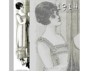 Princess slip (suitable for hobble skirt width) - 90cm/35" Bust - Vintage Reproduction PDF Pattern - 1910's -  made from a 1914 Pattern