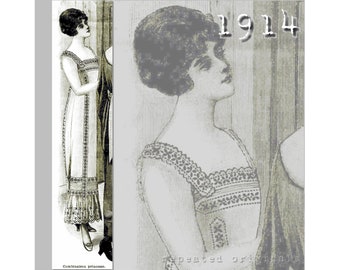 Princess slip (suitable for hobble skirt width) - 90cm/35" Bust - Vintage Reproduction PDF Pattern - 1910's -  made from a 1914 Pattern