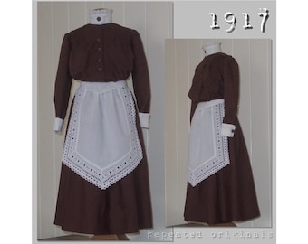 Maid's outfit - Skirt, Blouse and Apron - 96cm bust - Vintage Reproduction PDF pattern - made from an original 1917 pattern