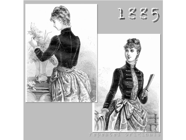 Victorian Bustle Dress Costume Guide 1870s 1880s     Spanish Jacket: Bustle Dress Era - Victorian Reproduction PDF Pattern - 1880s -  made from original 1885 Harpers Bazar  pattern  AT vintagedancer.com