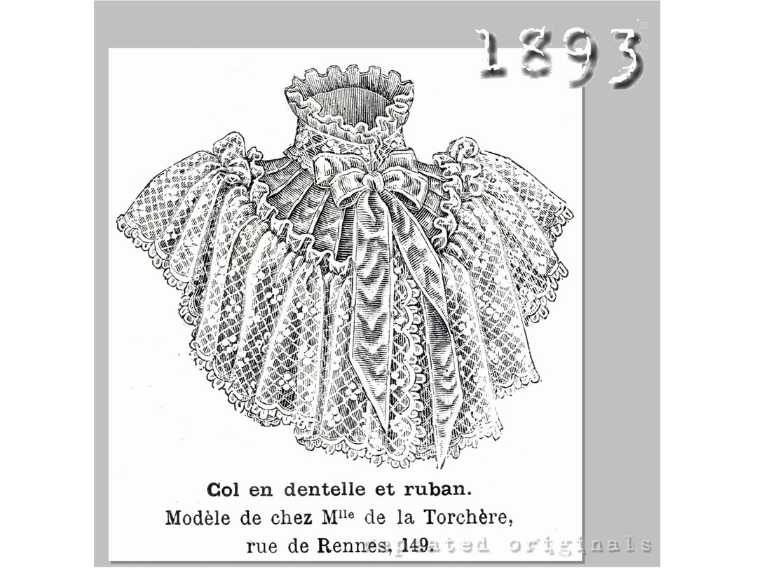 Victorian Ribbon Pattern Ribbon and Lace Collar - Victorian Reproduction PDF Pattern - 1890's ...
