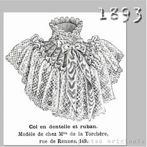 Ribbon and lace collar - Victorian Reproduction PDF Pattern - 1890's -  made from original 1893 La Mode Illustrée pattern