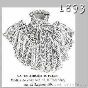 Cuello de cinta y encaje - Patrón PDF de reproducción victoriana - Década de 1890 - hecho a partir del patrón original de La Mode Illustrée de 1893
