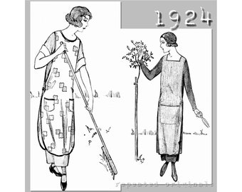 Garden/Farm/Work Aprons - Vintage Reproduction PDF Pattern - 1920's - made from original 1924 pattern