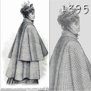 Half coat with cape detail - Victorian Reproduction PDF Pattern - 1890's - made from original 1895 La Mode Illustree  pattern