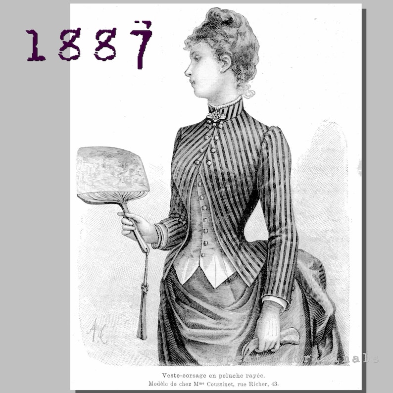 Victorian Blouses, Tops, Shirts, Vests, Sweaters Striped Vest Blouse - 1880s - Victorian Reproduction PDF Pattern - made from an original 1887 pattern $6.09 AT vintagedancer.com