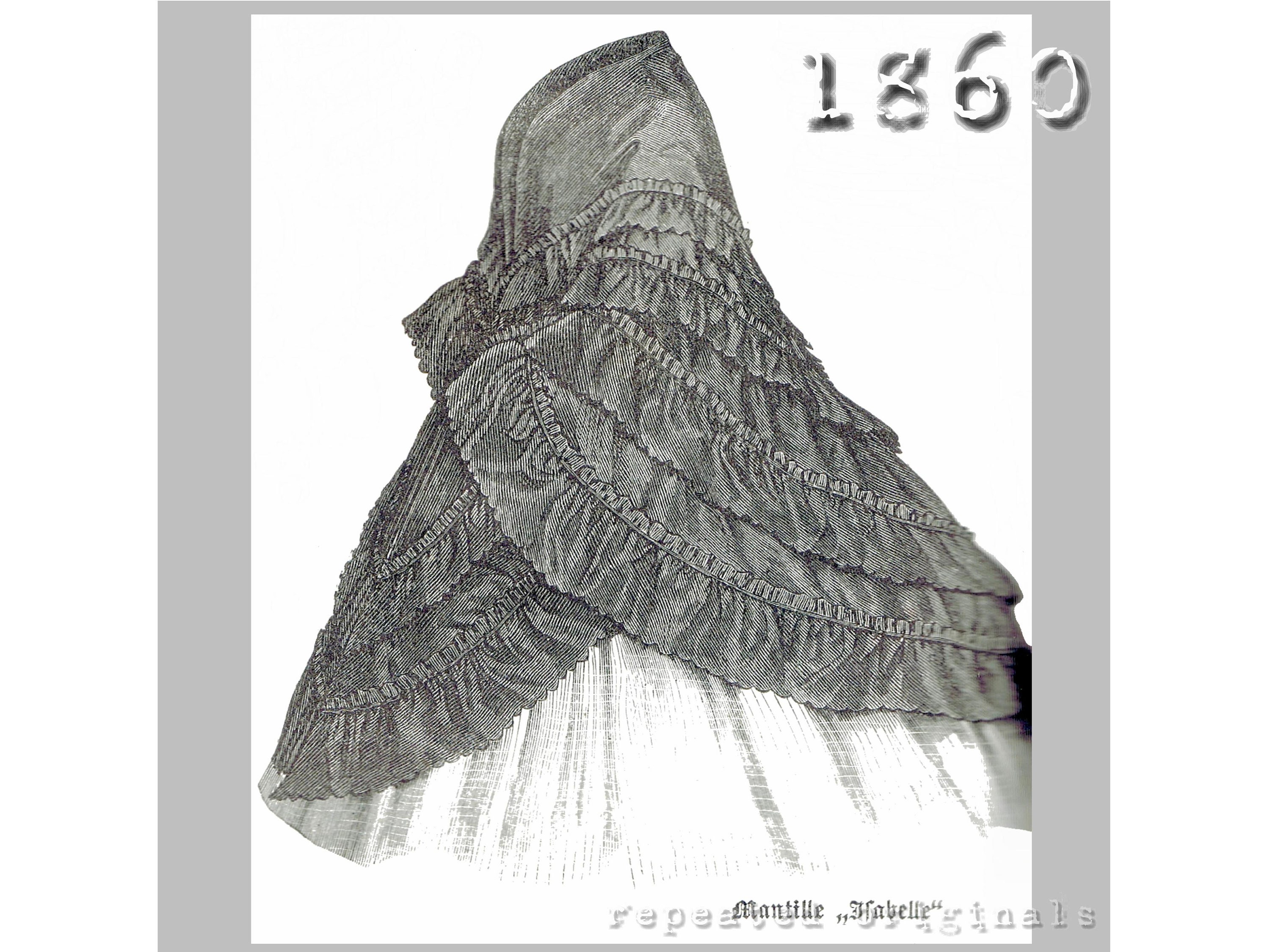 マントル「イザベル」 - ビクトリア朝の復刻版 PDF パターン - 1860