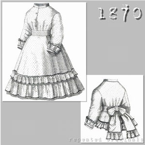 Dress and/or Paletot for a girl 8 to 10 years - Victorian Reproduction PDF Pattern - 1870's-made from original 1870 La Moda Elegante pattern