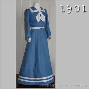 Travelling/excursion outfit (Skirt, Bodice, Dickey, Necktie)  Edwardian Reproduction PDF Pattern - 1900's - made from original 1901 pattern