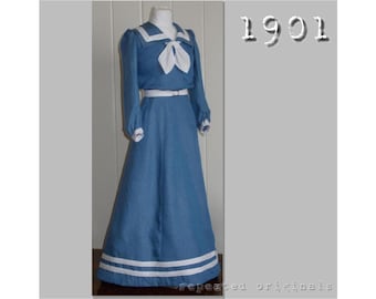 Travelling/excursion outfit (Skirt, Bodice, Dickey, Necktie)  Edwardian Reproduction PDF Pattern - 1900&#39;s - made from original 1901 pattern