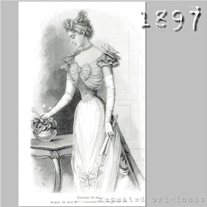 Silk Ball Gown -  Victorian Reproduction PDF Pattern - 1890&#39;s - made from original 1897 pattern