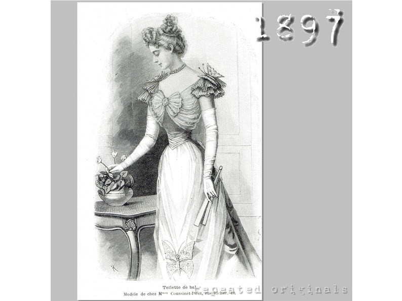 Victorian Dresses | Victorian Ballgowns | Victorian Clothing     Silk Ball Gown -  Victorian Reproduction PDF Pattern - 1890s - made from original 1897 pattern  AT vintagedancer.com