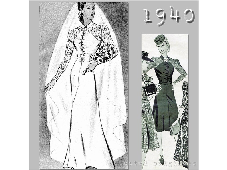 Vintage Inspired Wedding Dresses | Vintage Style Wedding Dresses     Wedding Dress or Elegant Afternoon Dress - Vintage Reproduction PDF Pattern - 1940s -  made from original 1940 Pattern  AT vintagedancer.com