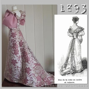 Silk and Velvet Ball Gown- Victorian Reproduction PDF Pattern - 1890's - made from original 1893 La Mode Illustrée pattern