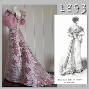 Silk and Velvet Ball Gown- Victorian Reproduction PDF Pattern - 1890's - made from original 1893 La Mode Illustrée pattern