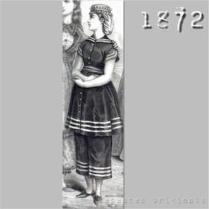 Bathing Suit -  Victorian Reproduction PDF Pattern - 1870&#39;s - made from original 1872 pattern
