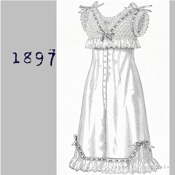 Combinations with embroidered yoke  - Victorian Reproduction PDF Pattern - 1890's -  made from original 1897La Mode Illustree  pattern