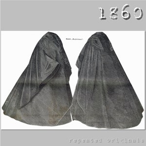 Mantle &quot;Madrilene&quot;  - Victorian Reproduction PDF Pattern - 1860&#39;s - made from original 1860 pattern