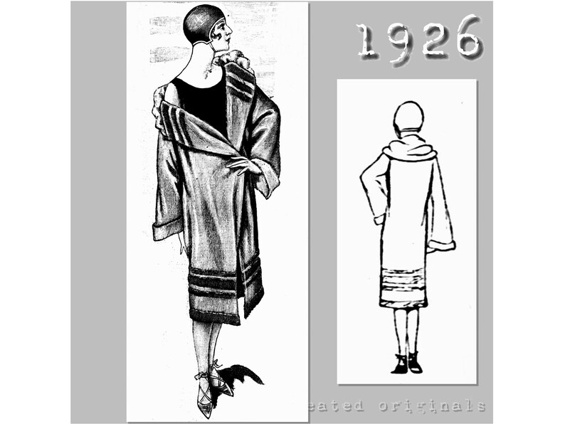 Lady's Bathing Robe 96cm/37 inches Bust Vintage Reproduction PDF Pattern 1920's made from original 1926 pattern image 1