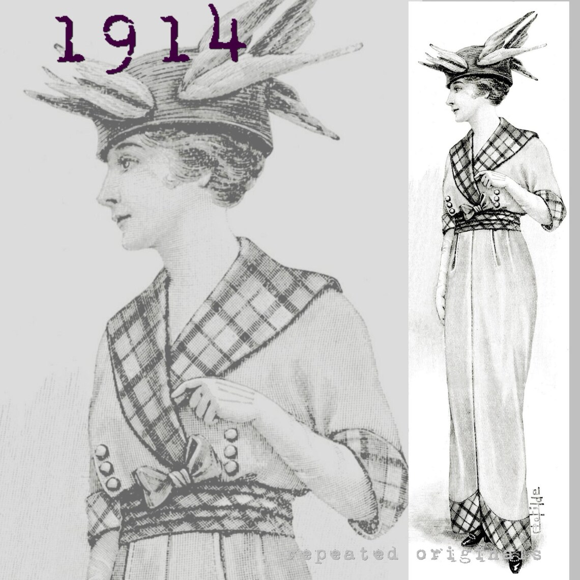 Crepe Dress Bust 96cm/38 inch Vintage Reproduction PDF Etsy