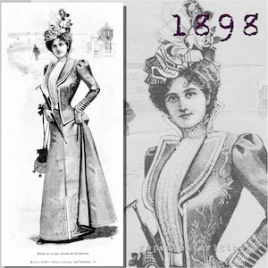 Beach Suit - 35" Bust - Victorian Reproduction PDF Pattern - 1890's - made from original 1898 La Mode Illustree  pattern