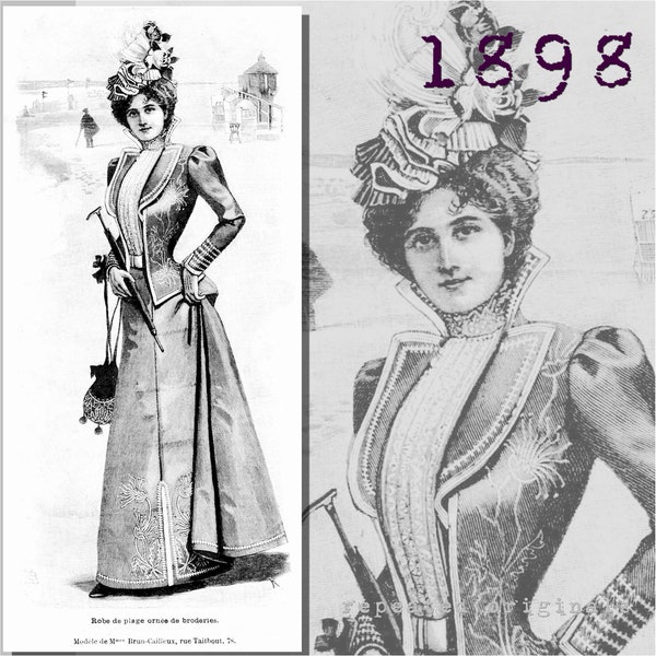 Beach Suit - 35" Bust - Victorian Reproduction PDF Pattern - 1890's - made from original 1898 La Mode Illustree  pattern