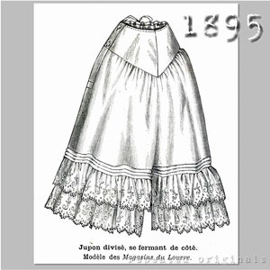 Divided Petticoat (for the active Victorian Lady)  - Victorian Reproduction PDF Pattern - 1890's -  made from original 1895 pattern