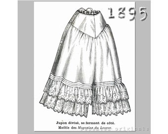 Divided Petticoat (for the active Victorian Lady)  - Victorian Reproduction PDF Pattern - 1890's -  made from original 1895 pattern