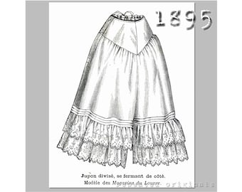 Divided Petticoat (for the active Victorian Lady)  - Victorian Reproduction PDF Pattern - 1890's -  made from original 1895 pattern