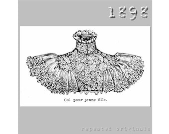 Collar for young lady  - Victorian Reproduction PDF Pattern - 1890's -  made from original 1898 La Mode Illustree  pattern