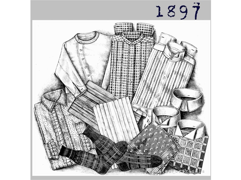 Men’s Steampunk Clothing, Costumes, Fashion     Mens Shirts Shirt Fronts and Collars - Victorian Reproduction PDF Pattern - 1890s - made from original 1897 La Mode Illustree  pattern  AT vintagedancer.com