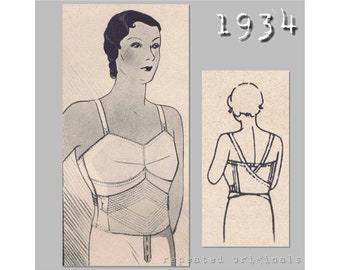 Bra with Stomach Support (Bust size 108cm/42.5") - 1930's - Vintage Reproduction PDF Pattern -  made from original 1934 Pattern