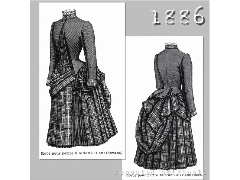 Vintage Children’s Clothing Pictures & Shopping Guide     Dress for girls 9 to 11 years old - Victorian Reproduction PDF Pattern - 1880s -  made from original 1886 pattern  AT vintagedancer.com