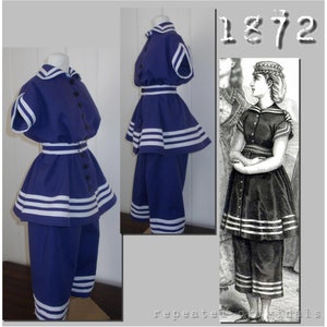 Bathing Suit -  Victorian Reproduction PDF Pattern - 1870's - made from original 1872 pattern