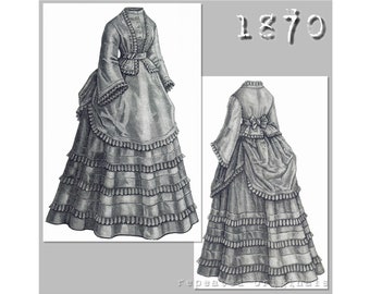 Walking suit - Paletot and Skirt -  Victorian Reproduction PDF Pattern - 1870's - made from original 1870 La Moda Elegante pattern