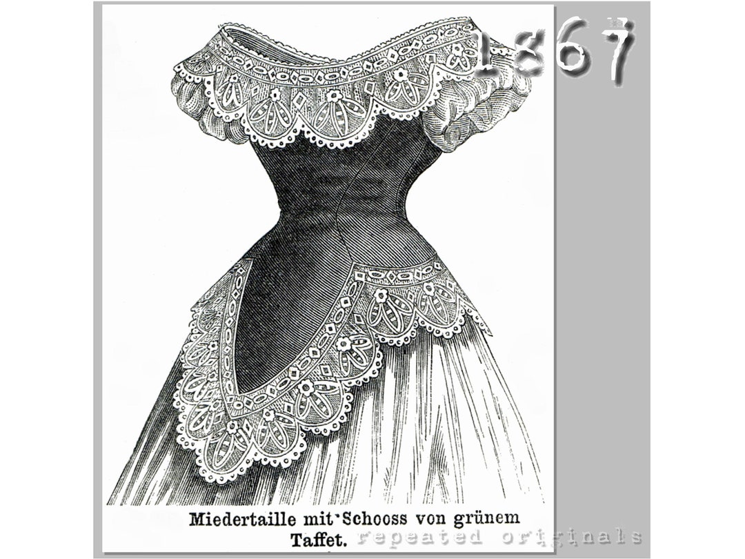 Ball or Society Bodice - Victorian Reproduction PDF Pattern - 1860's ...