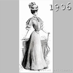 Skirt, Belt, Bodice and Bolero -  Edwardian Reproduction PDF Pattern - 1900's - made from original 1906 La Mode Illustrée pattern