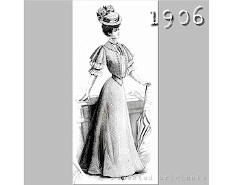 Skirt, Belt, Bodice and Bolero -  Edwardian Reproduction PDF Pattern - 1900's - made from original 1906 La Mode Illustrée pattern