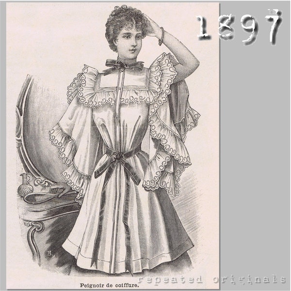 Dressing Gown -  Victorian Reproduction PDF Pattern - 1890's - made from original 1897 La Mode Illustrée pattern