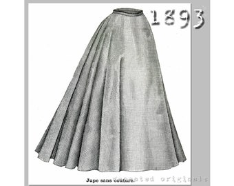 Seamless Bell Shaped Skirt - Victorian Reproduction PDF Pattern - 1890's - made from original 1893 La Mode Illustrée pattern