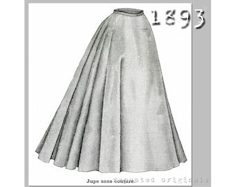 Seamless Bell Shaped Skirt - Victorian Reproduction PDF Pattern - 1890's - made from original 1893 La Mode Illustrée pattern