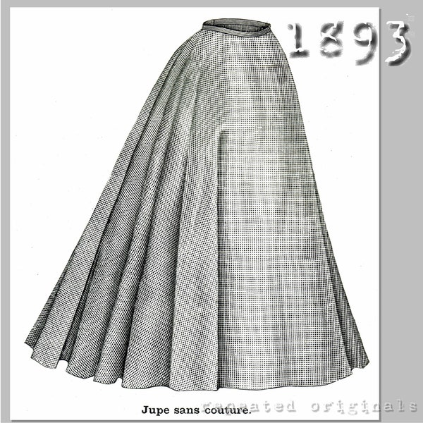 Seamless Bell Shaped Skirt - Victorian Reproduction PDF Pattern - 1890's - made from original 1893 La Mode Illustrée pattern