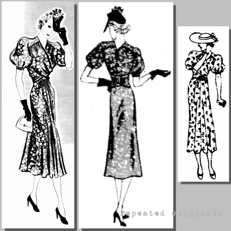 1930s Sewing Patterns- Dresses, Pants, Tops Summer Dress - Bust: 96cm - 37 