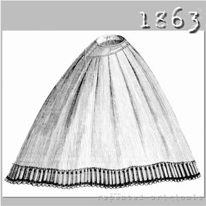 Falda - Patrón PDF de reproducción victoriana - década de 1860 - confeccionada a partir del patrón original La Mode Illustrated de 1863